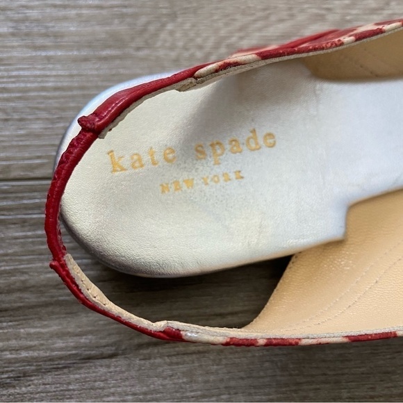 Kate Spade Slingback Peeptoe Flats Shoes Pink White Printed Women’s Size 9 - Picture 5 of 7